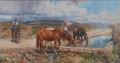 Pferde trinken aus einem Stein durch Enrico Coleman Genre